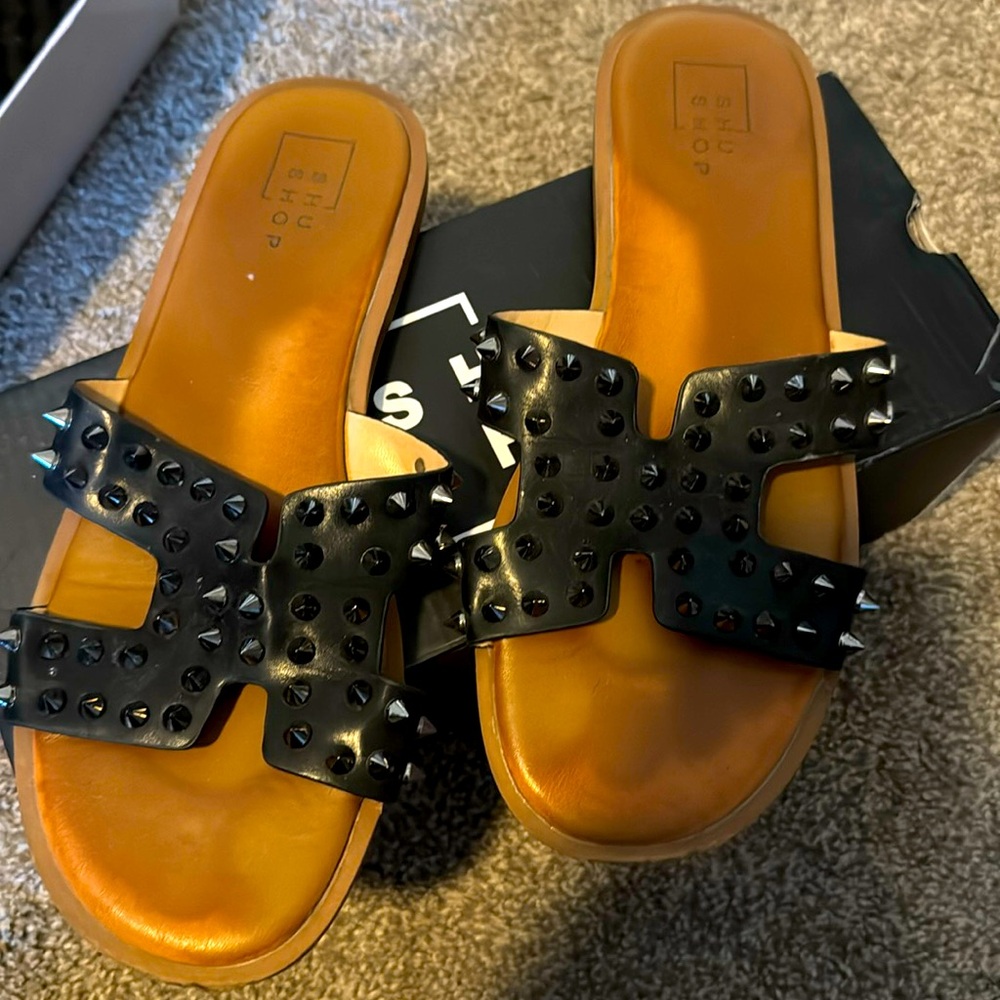 Black stud detail sandal